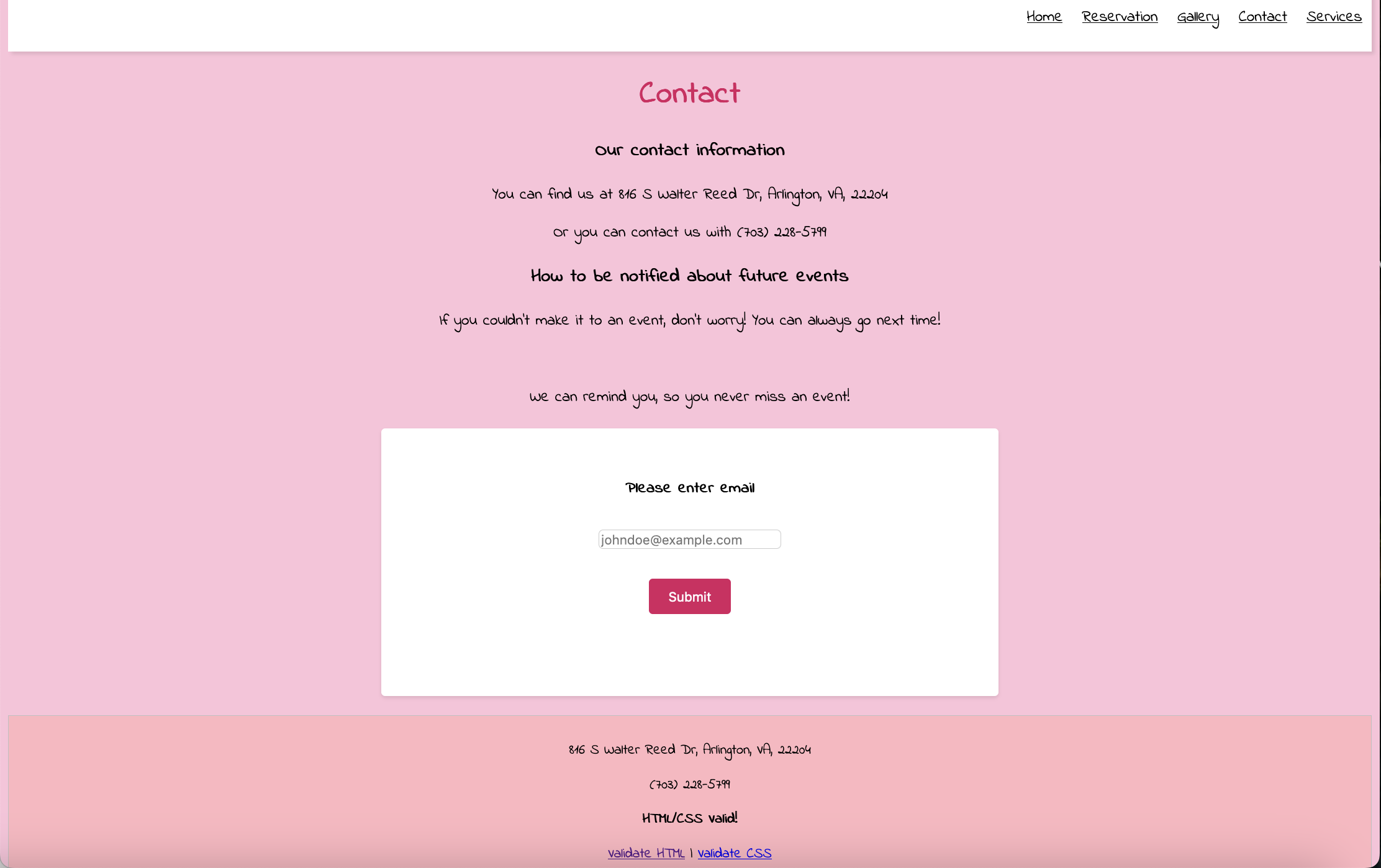 The contact page